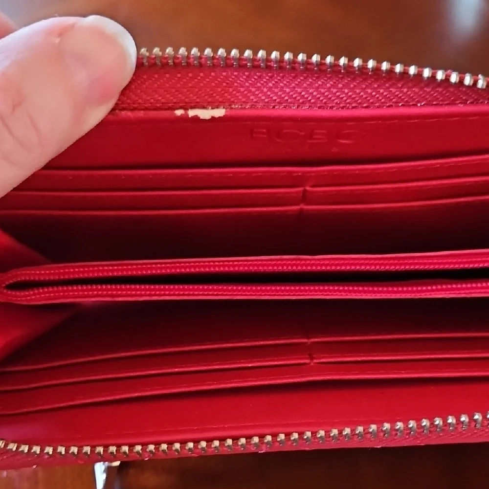 BCBG Paris Red Quilted Zip Around Continental Wallet - GUC